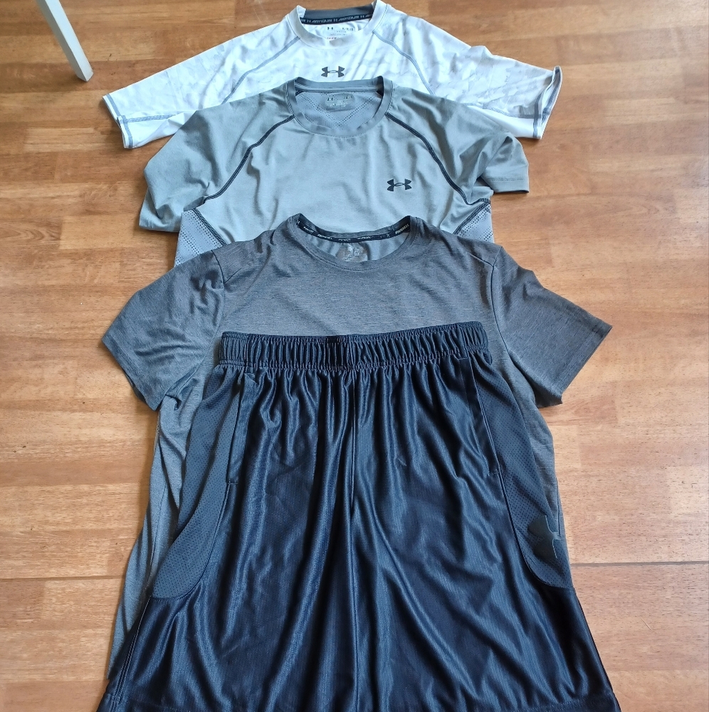 Under Armour workout lot mens size large-xlarge shorts and shirts